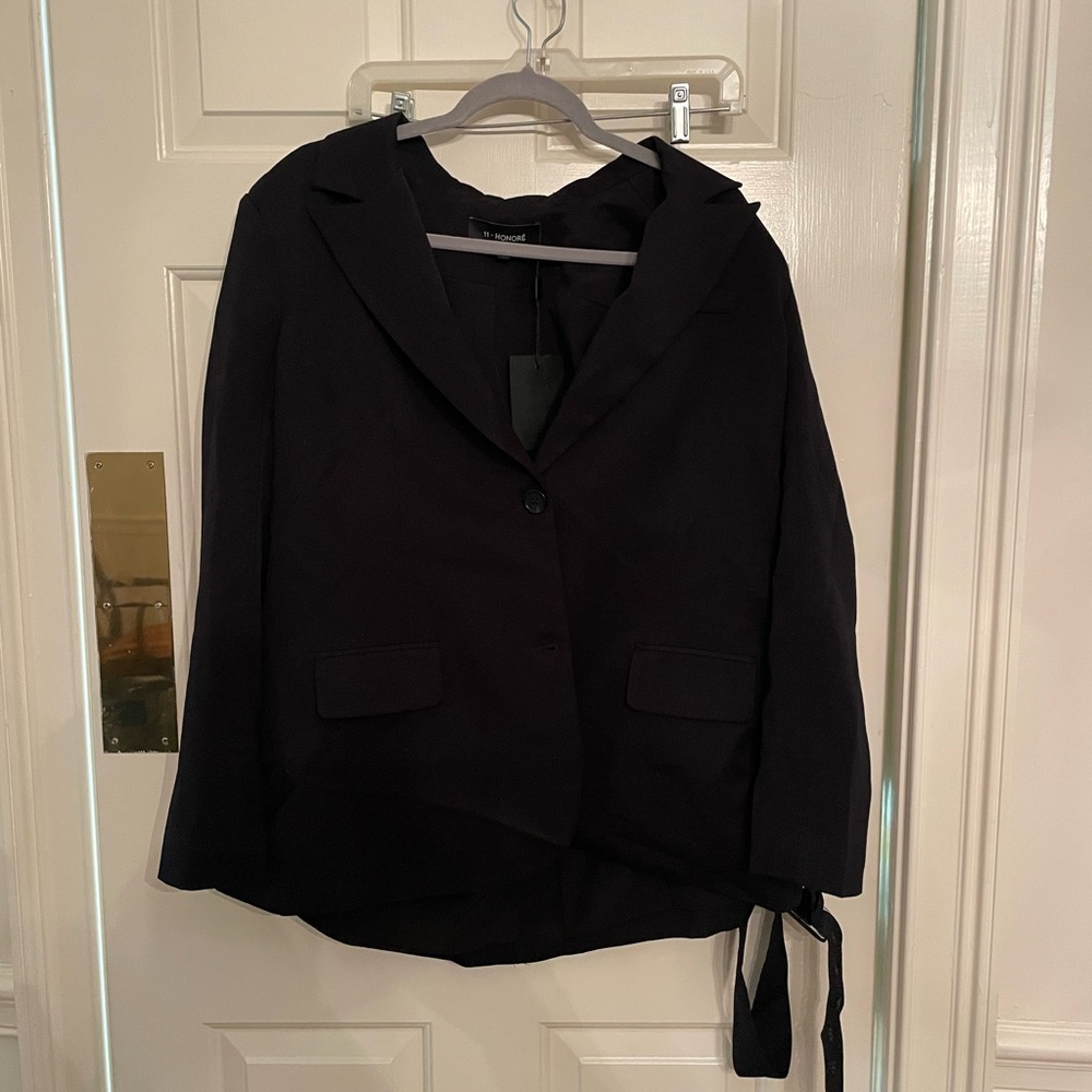 Zara Black Belted Blazer Classic Suit Jacket